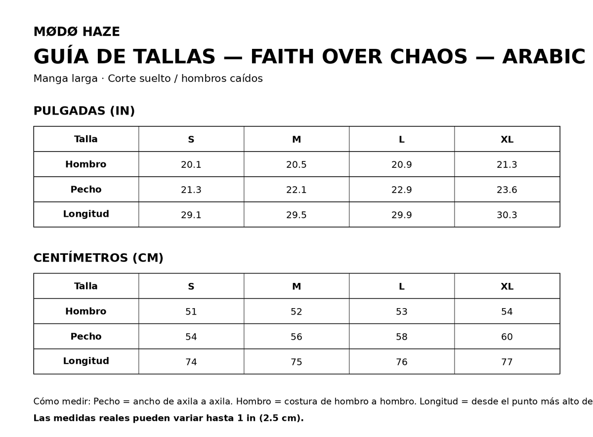 Guía de Tallas