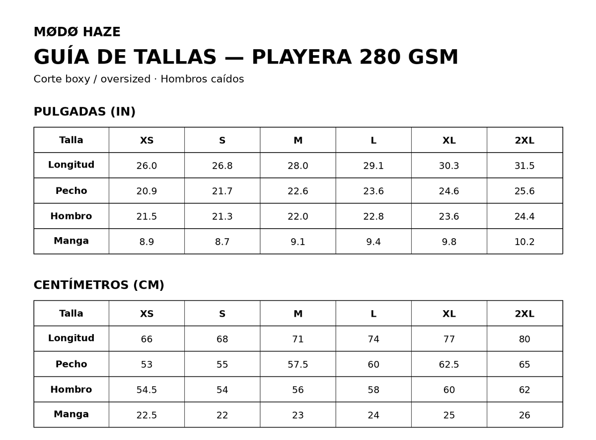 Guía de Tallas