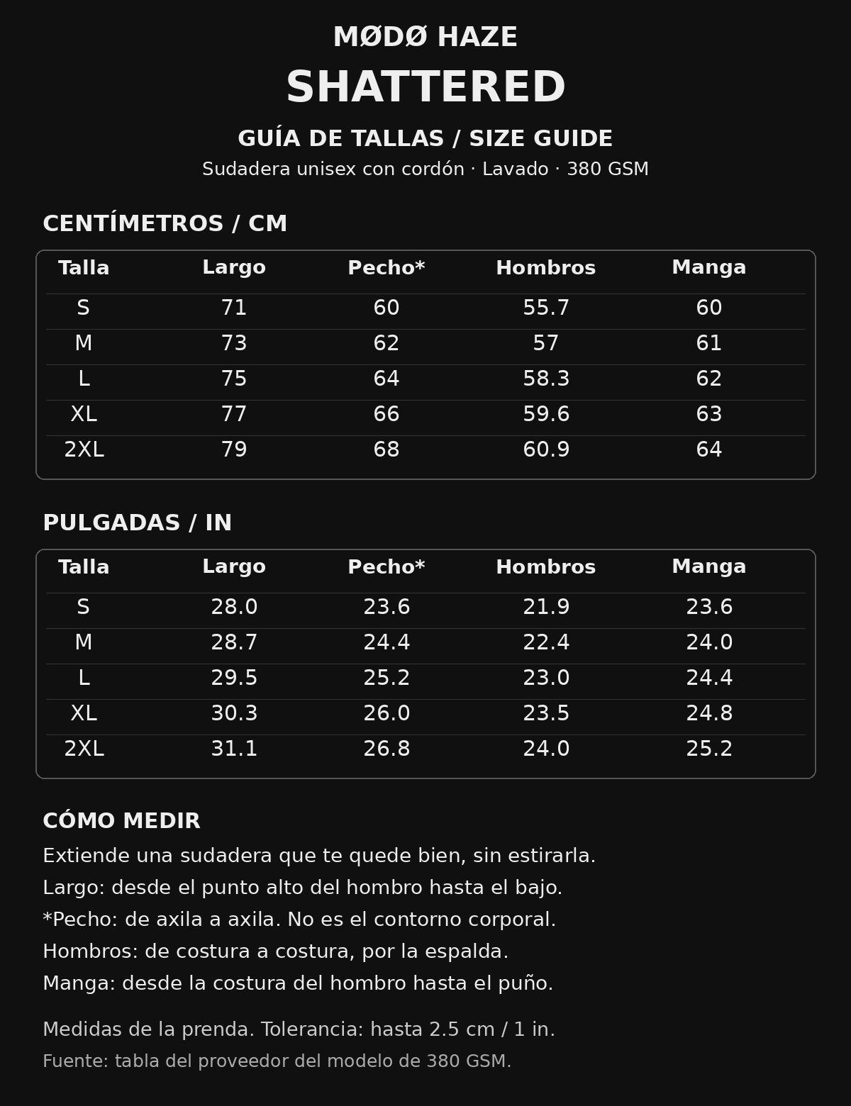 Guía de Tallas